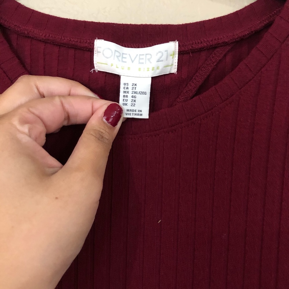 Burgundy Plus Dress - Picture 2 of 3